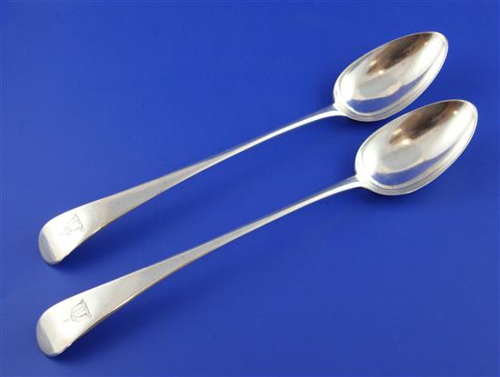 A pair of George III silver Old English pattern basting spoons, 7 oz.